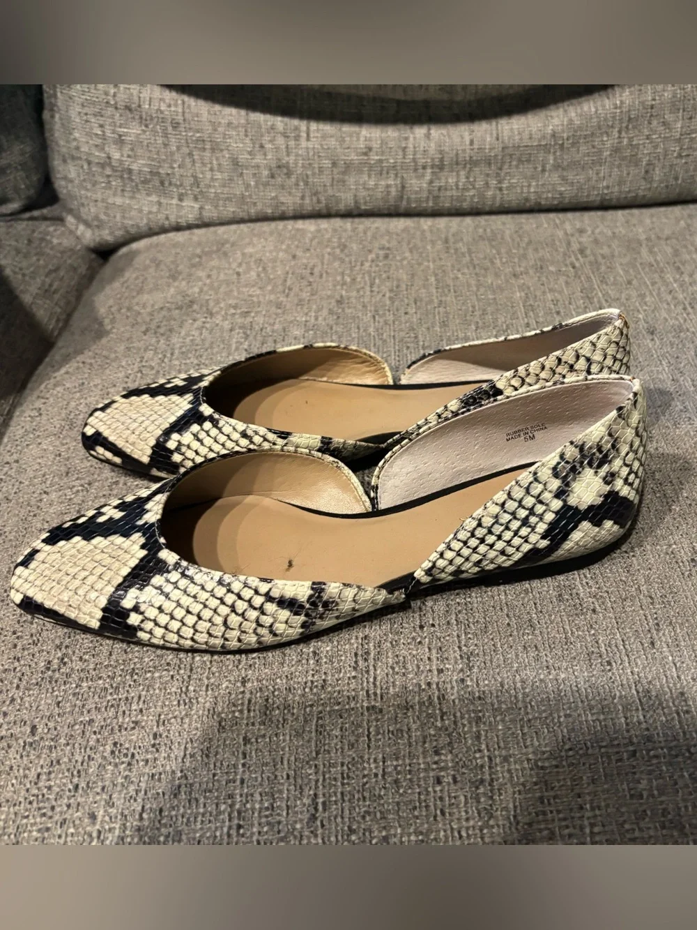Ann Taylor Snakeskin Leather D’Orsay Flats 🥿 Well Loved